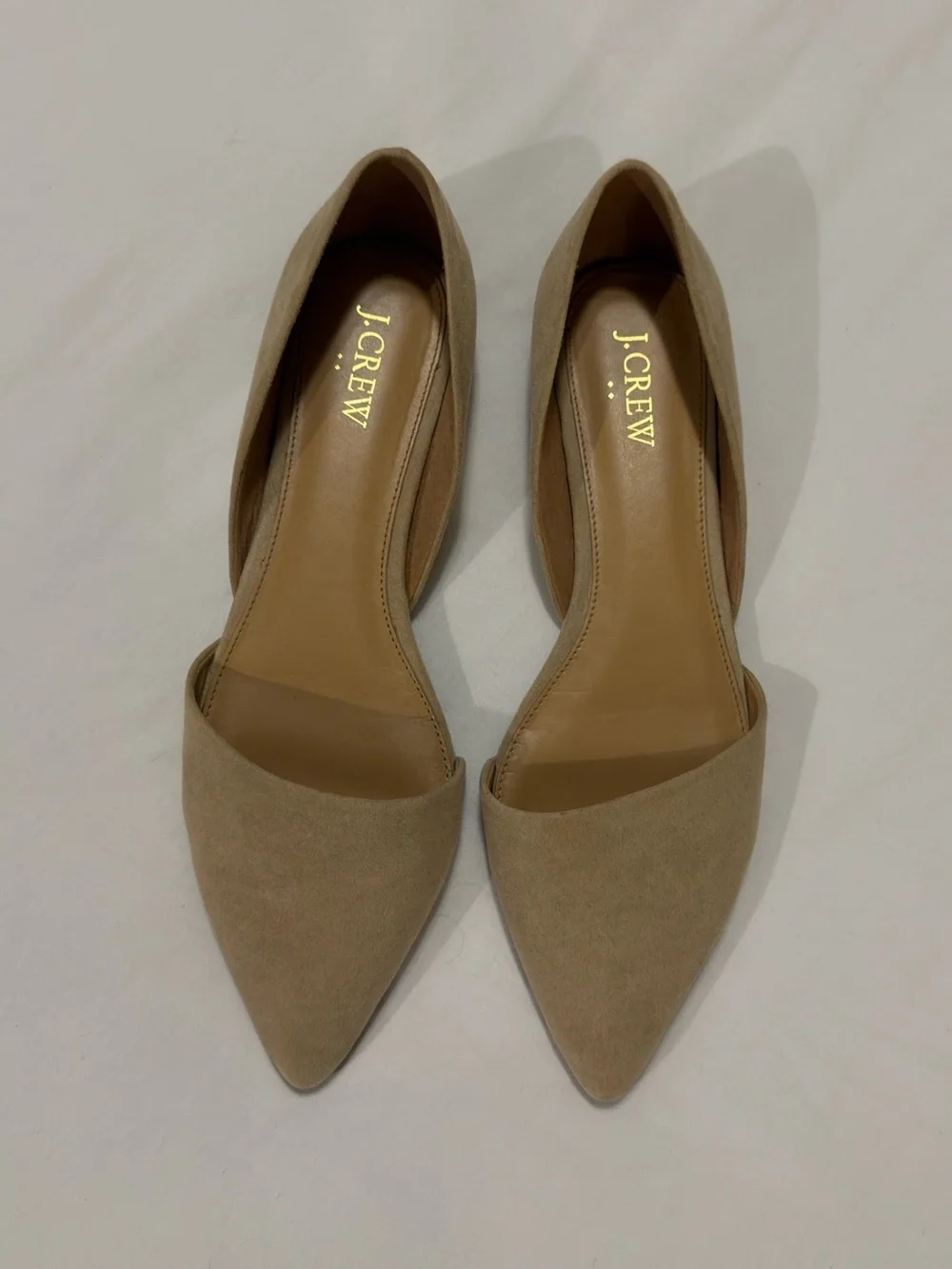 J. Crew Tan Pointed D'Orsay Suede Flats